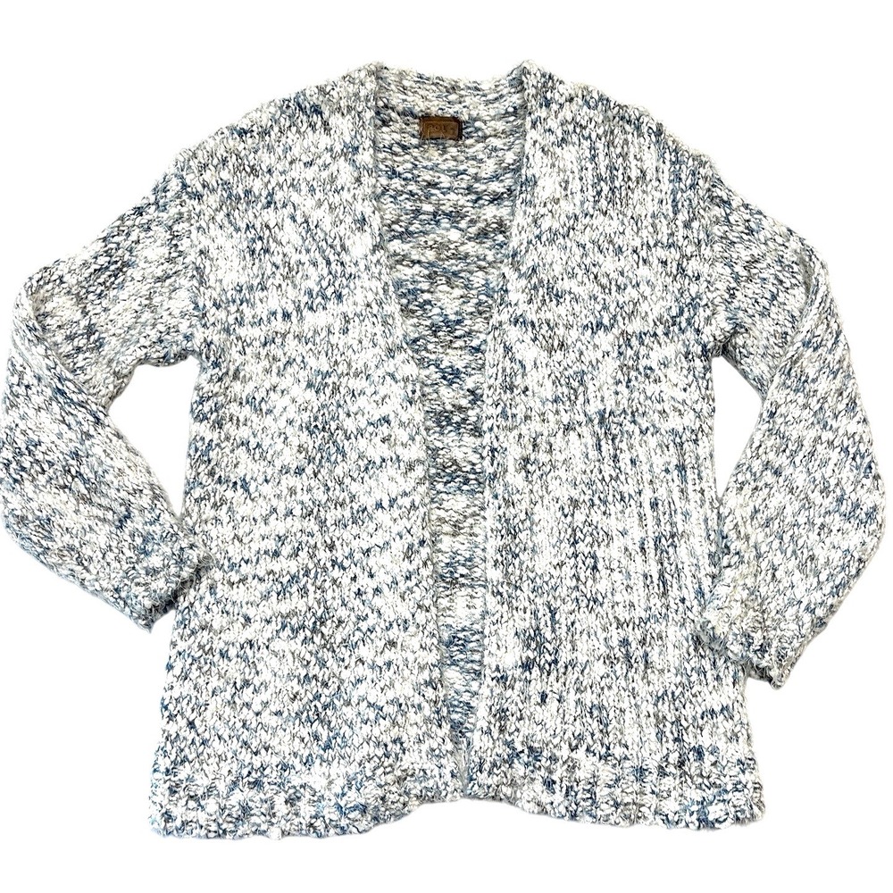 POL Marled Blue and White Chunky Knit Cardigan